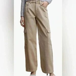 MNG by MANGO Khaki Relaxed Straight Leg Cargo Jeans | Utility, Casual, Size 2